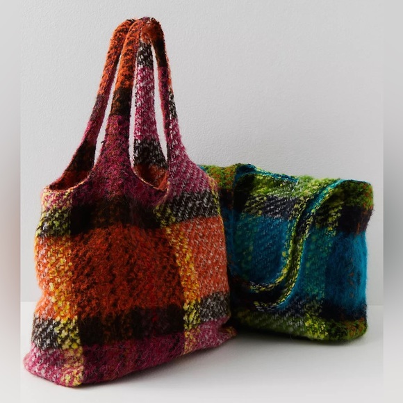 Anna Sui Plaid Tote Bag-Magenta Multi - Picture 3 of 9